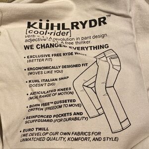KUHL Ryder Full Twill Pants Badlands Khaki Size W34 x L32